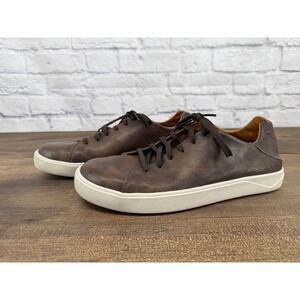 OluKai LAE AHI LI ILI Men's Dark Brown Leather Lace Up Sneaker Shoes 8.5 Classic